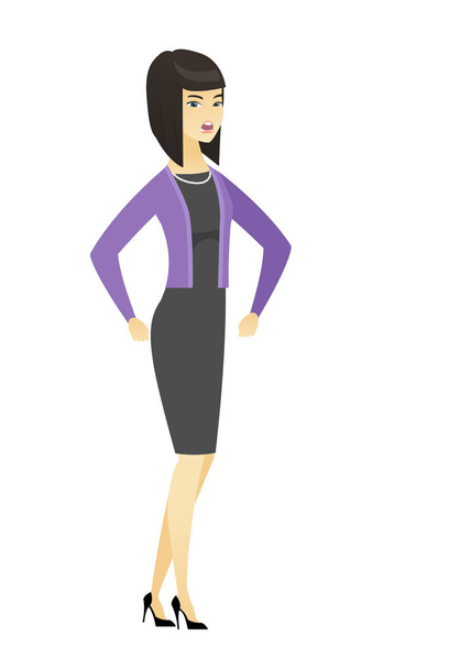 Young asian angry business woman screaming. - Vector, Image