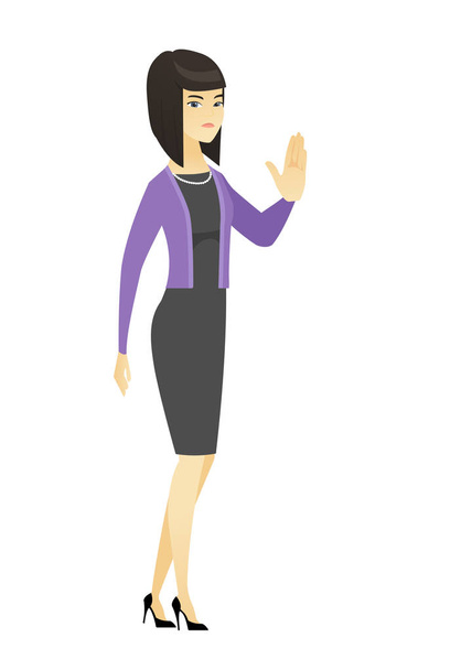 Asian business woman showing palm hand. - Vector, afbeelding