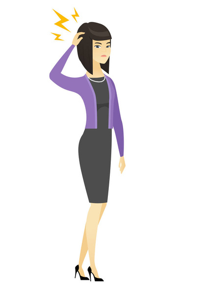 Asian business woman with lightning over head. - Vector, Image