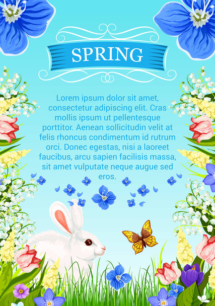 Vector spring time poster with flowers bunch - Vector, Image