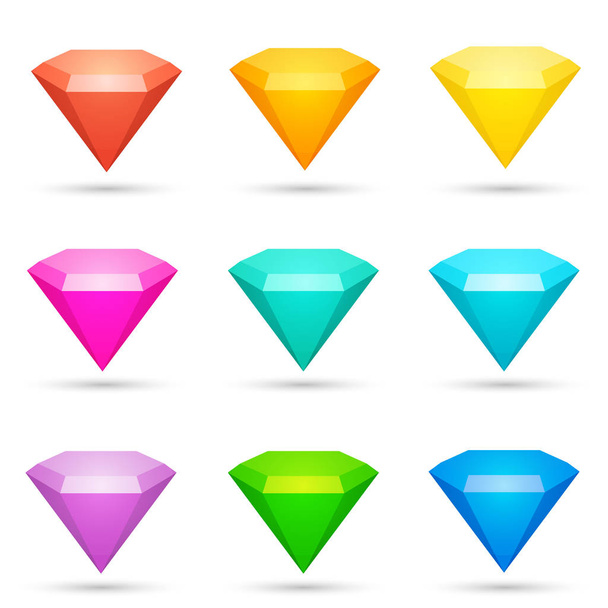 Colorful shiny diamond icons set. Vector illustration  - Wektor, obraz
