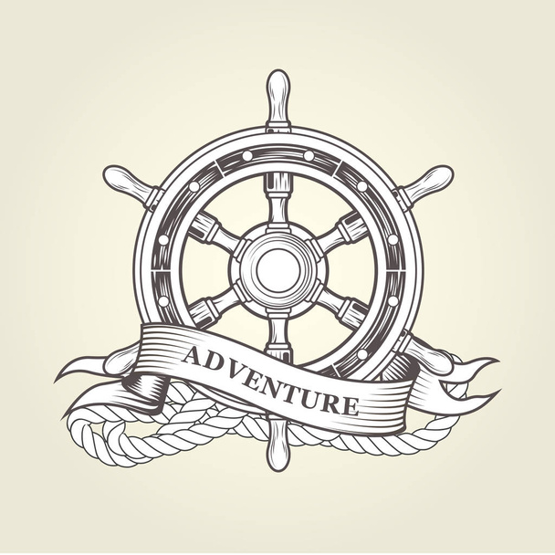 Volant vintage - emblème du volant nautique
 - Vecteur, image