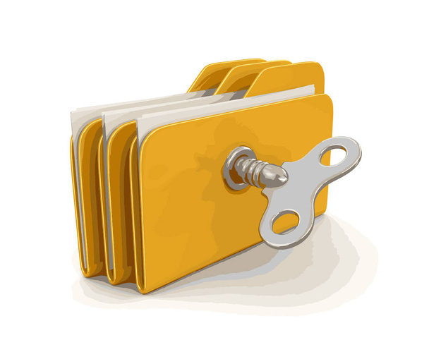 Folder and files with winding key. Image with clipping path - Vector, Imagen