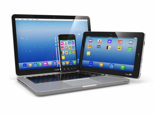 Laptop, phone and tablet pc. Electronic devices - Photo, Image