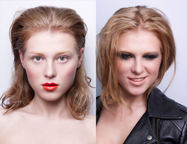 portrét stejná dívka s dvěma dife make-up - Fotografie, Obrázek