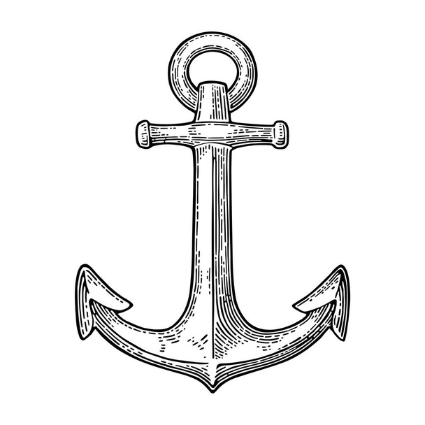 Anchor. Vector vintage black engraving illustration isolated on white background. - Vector, Image