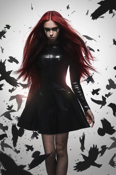 Beautiful goth mistress evil girl  - Фото, изображение