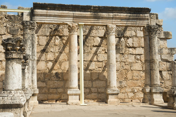 remains of Capernaum synagogue on the Sea of Galilee, Capernaum, Israel - Photo, Image