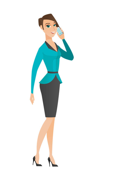 Business woman talking on a mobile phone. - Vector, imagen