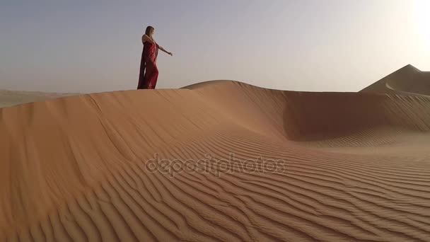 vrouw in een woestijn in Abu Dhabi - Video