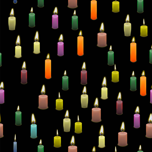 着色された燃焼ワックス キャンドル シームレス パターン - ベクター画像