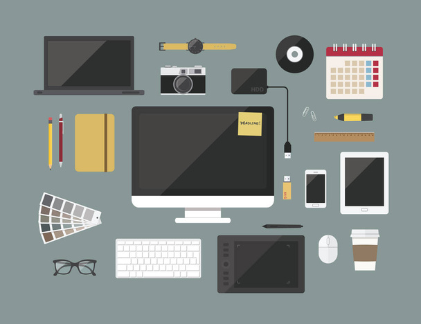  graphic designer items and tools,Flat design style - Vector, Imagen