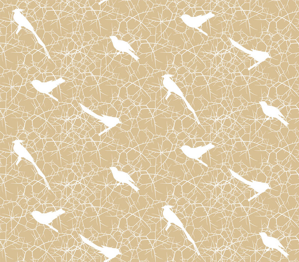 Seamless pattern with branches, thorns and birds. - Vektori, kuva