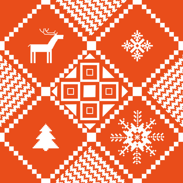 Traditional winter Christmas ornamental pattern - Vector, Image