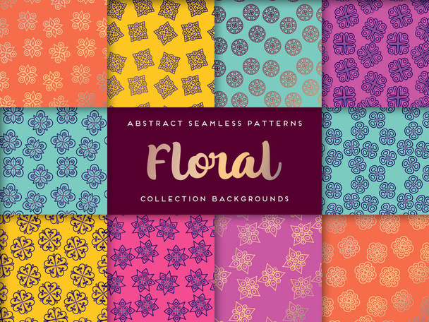 Ethnic floral seamless pattern with mandalas - Vector, imagen