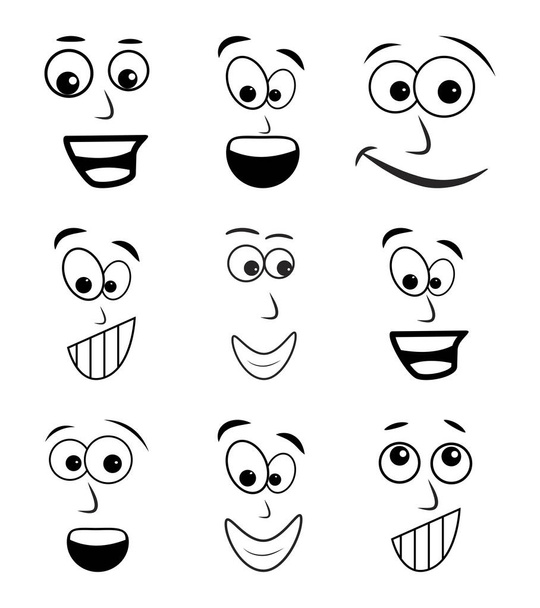γελοιογραφία πρόσωπο σετ διάνυσμα σύμβολο εικονίδιο σχεδιασμός.  - Διάνυσμα, εικόνα