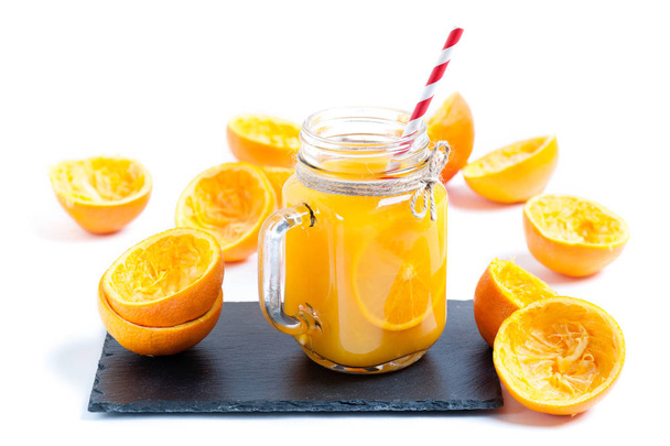fresh juice of Orange isolated on white backgroun - Photo, Image