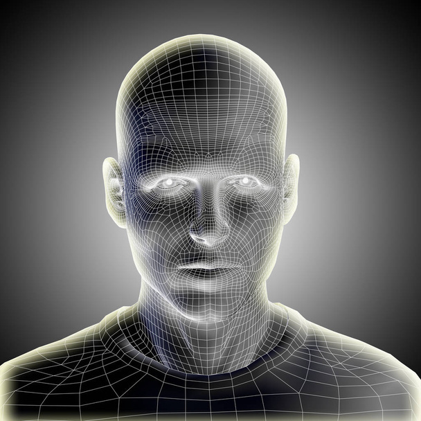 wireframe jovem rosto masculino humano
  - Foto, Imagem