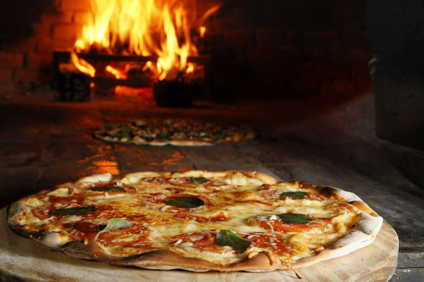 pizza in oven - Photo, Image