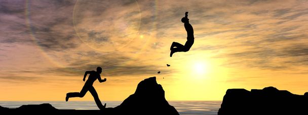 Ilustración 3D hombre joven o hombre de negocios silueta salto
  - Foto, imagen