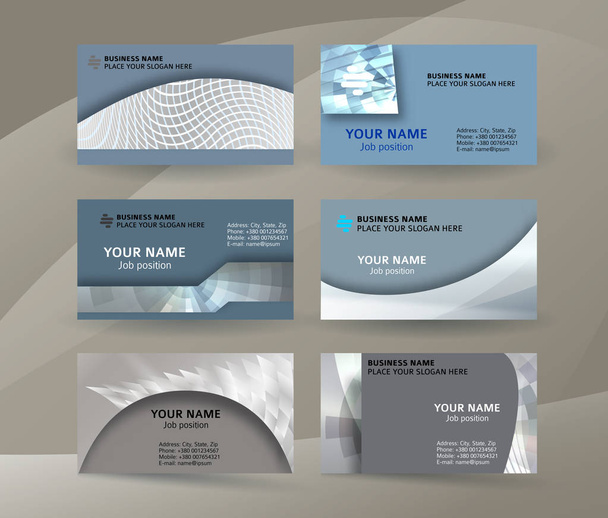 Businness card template horizontal banner background metal silver07 - Vector, Image