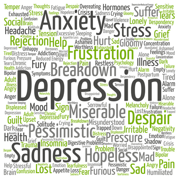  depression words cloud concept - Photo, Image