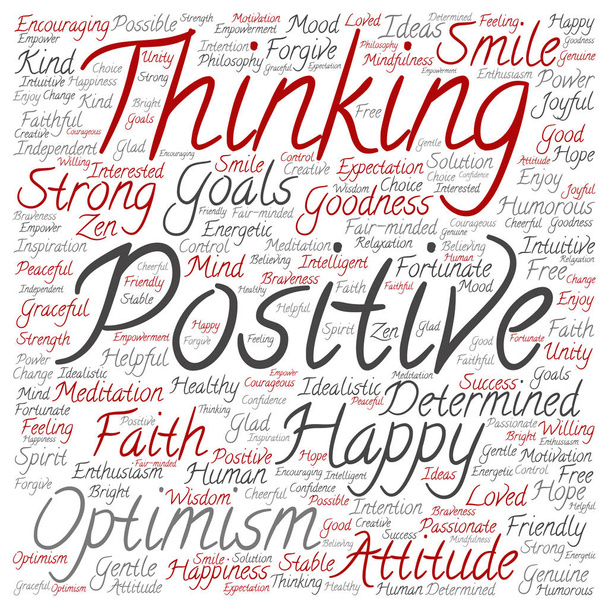 Positives Denken abstrakte Wortwolke - Foto, Bild