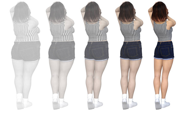 ожиріння жіночої статі проти тонкої пристосованості здорового тіла
  - Фото, зображення