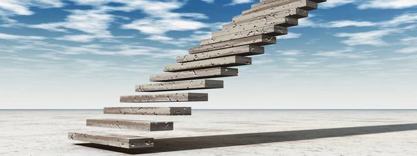 stappen van de trap naar de hemel in woestijn  - Foto, afbeelding