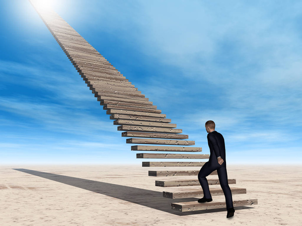 бизнесмен, идущий по лестнице - Фото, изображение