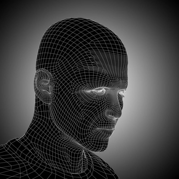 wireframe jovem rosto masculino humano
  - Foto, Imagem