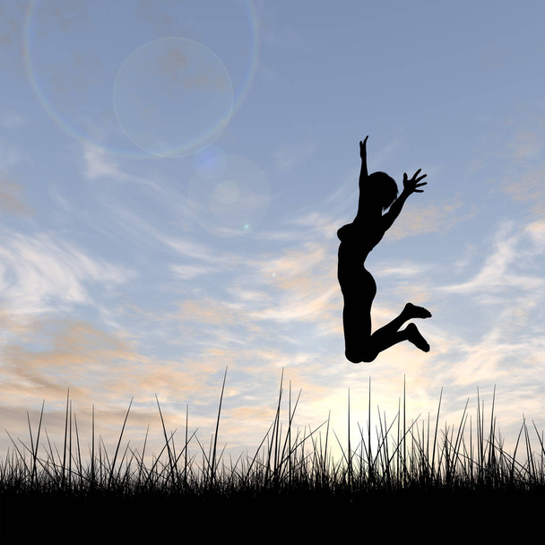 businesswoman silhouette jump  - Photo, Image