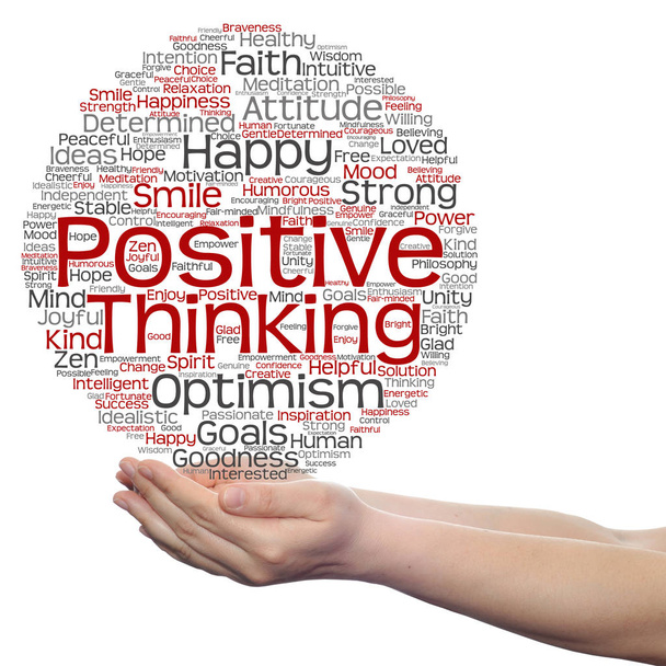 Positives Denken abstrakte Wortwolke - Foto, Bild