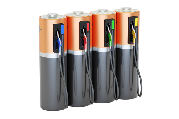 Electric car charging concept. Gas pump nozzle with batteries, 3 - Zdjęcie, obraz