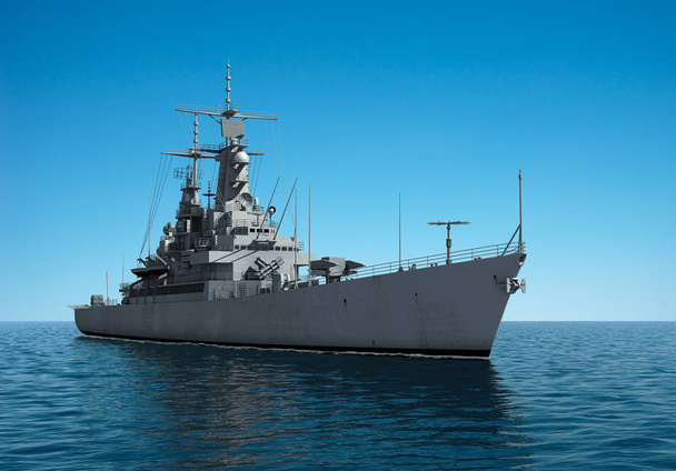 Αμερικανική μοντέρνα πολεμικό πλοίο στην ανοικτή θάλασσα - Φωτογραφία, εικόνα