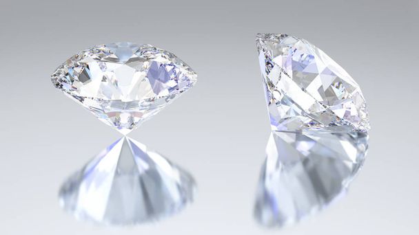 3D απεικόνιση δύο διαμάντια με αντανάκλαση - Φωτογραφία, εικόνα