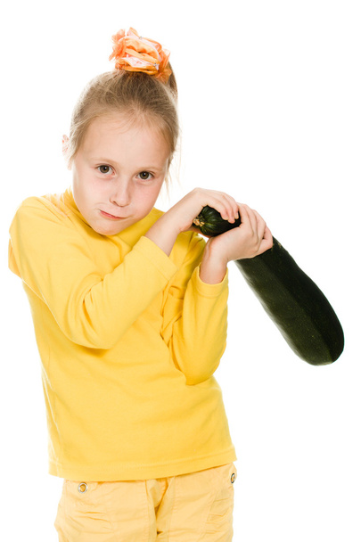 mladá dívka kyvné squash hlava nad - Fotografie, Obrázek