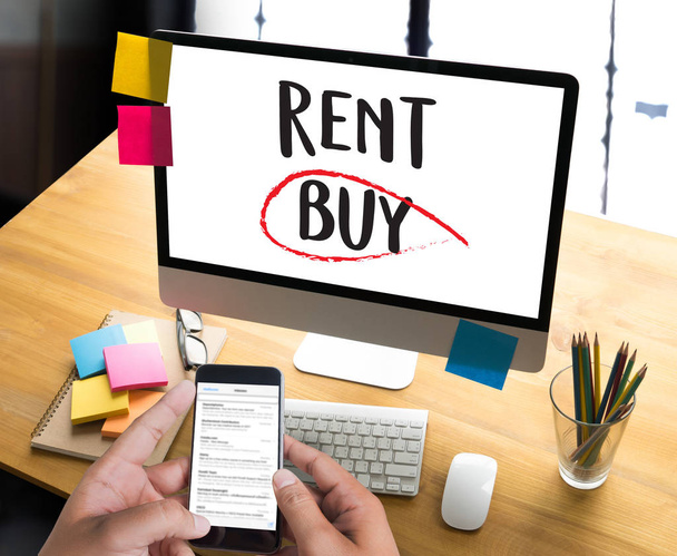Buy not rent  concept. Choosing buying over renting - Fotó, kép