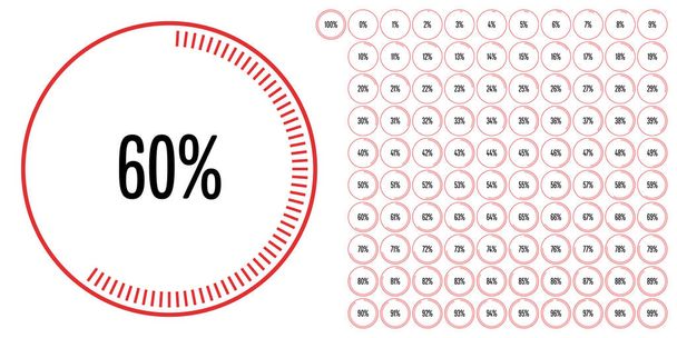 Serie di diagrammi percentuali circolari da 0 a 100
 - Vettoriali, immagini