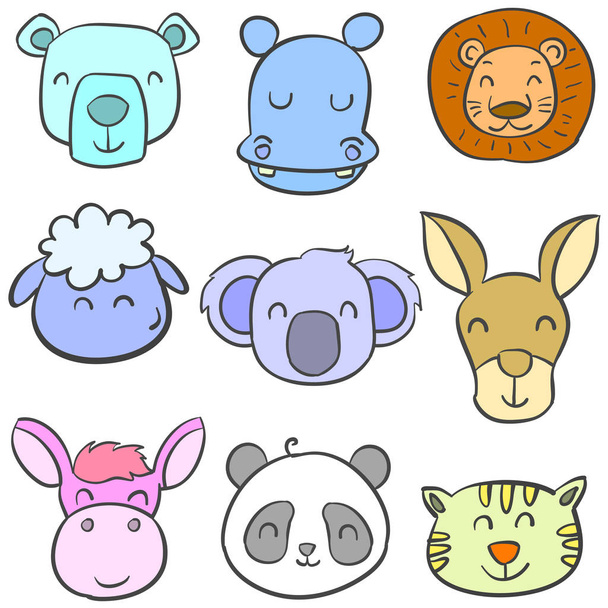 Συλλογή αποθεμάτων ζωικών πολύχρωμο doodles - Διάνυσμα, εικόνα
