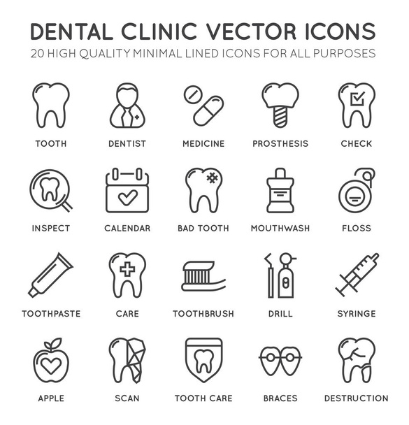 Ensemble d'icônes minimes pour dentistes
 - Vecteur, image