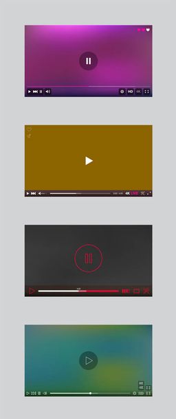 Set of Video Player Window - Vektor, obrázek