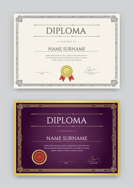 Set of Diploma or Certificate template - Vector, Image