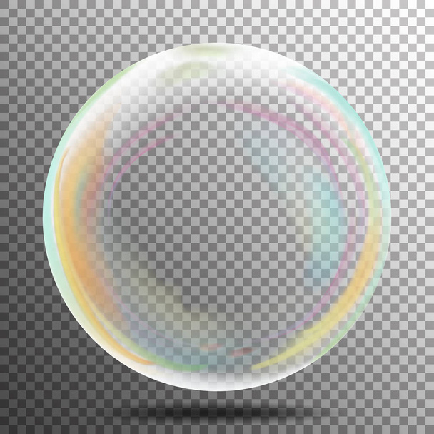 Multicolored Transparent Soap Bubble On A Plaid Background. Vector Illustration - Vector, Image