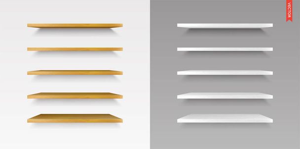 Set of Wood Shelves - Vector, Image