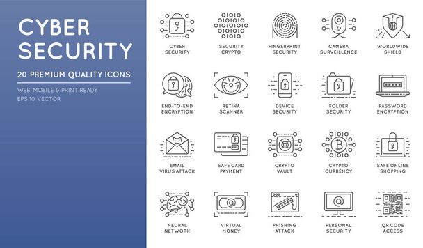 Conjunto de iconos de seguridad cibernética
 - Vector, imagen