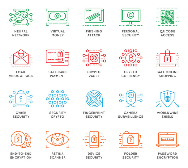 Комплект иконок кибербезопасности
 - Вектор,изображение
