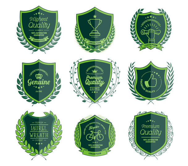 Luxe groene Badges lauwerkrans collectie - Vector, afbeelding