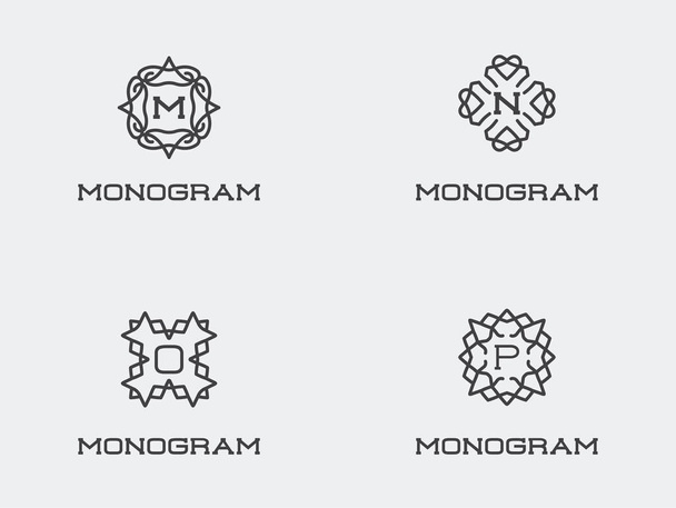 Набор шаблонов оформления монограмм
 - Вектор,изображение