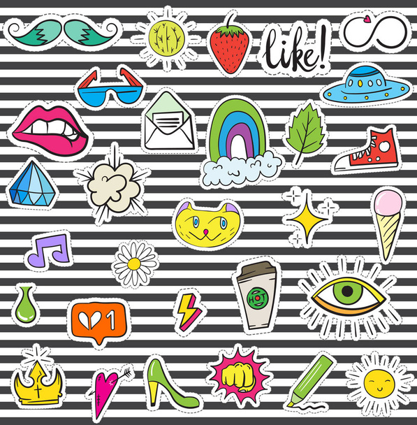 Set of Doodle Patches Elements - Vector, Image